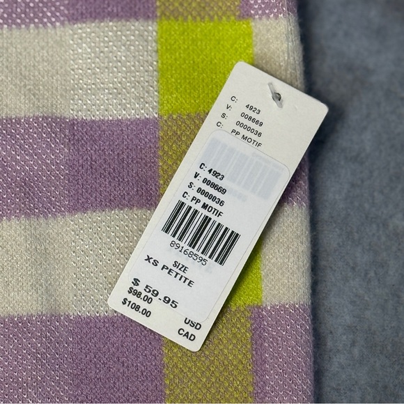 Anthropology Maeve Lavender and Lime Maxine Puffed Sleeve Sweater XSP #1650 - Picture 7 of 9